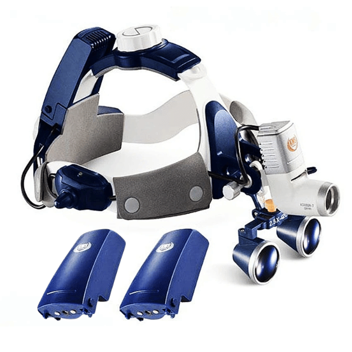 Chirurgische Lupe mit 2,5x-/3,5x-Linsen und Superleistungs-Taschenlampe mit 80.000 Lumen