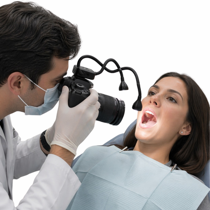 Duale LED-Beleuchtung für Dentalfotografie – Kompatibel mit allen Kameramodellen | Helligkeit in 10 Stufen einstellbar