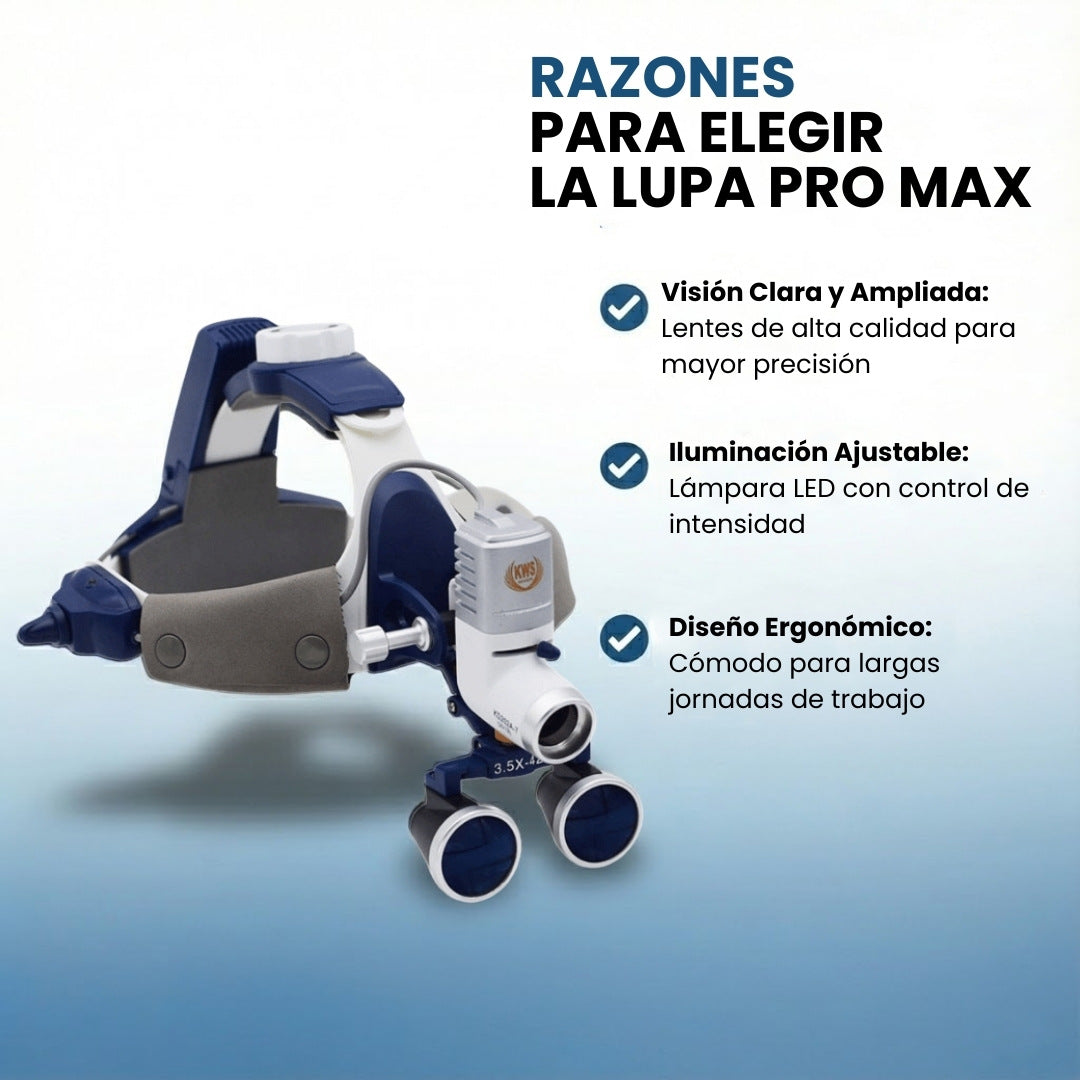 Pro Max-Lupe mit 2,5x- oder 3,5x-Linse und 80.000-Lumen-Stirnlampe