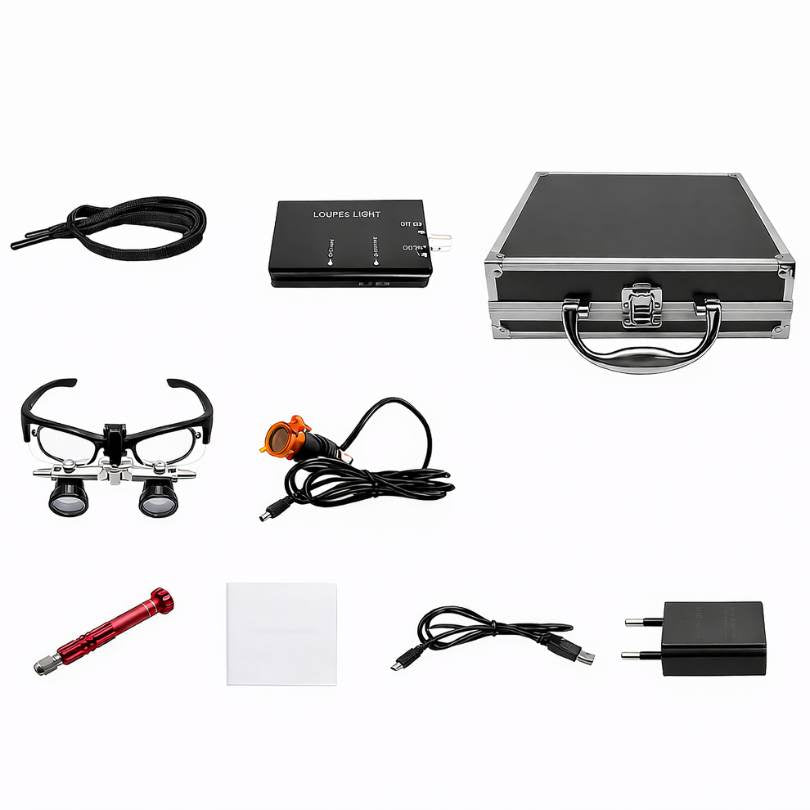 Lupe T1 mit Interpupillarabstand-Einstellung und Stirnlampe