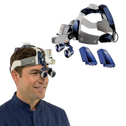 Chirurgische Lupe mit 2,5x-/3,5x-Linsen und Superleistungs-Taschenlampe mit 80.000 Lumen