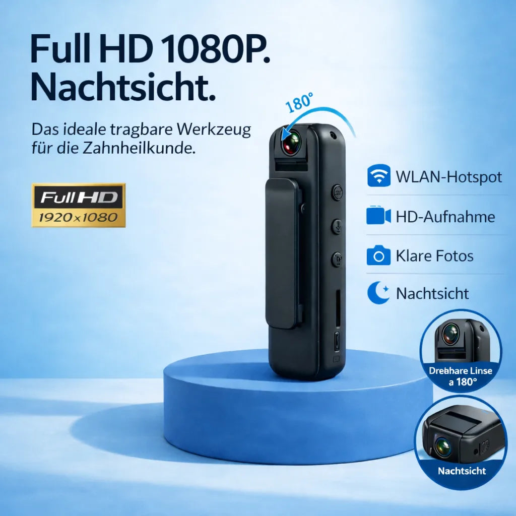 Full HD 1080P, Nachtsicht — das ideale tragbare Werkzeug für die Zahnheilkunde