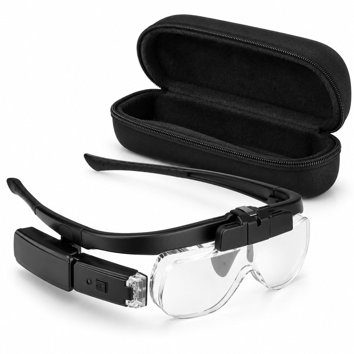 Estuche protector negro para Lupa T4 en formato de gafas