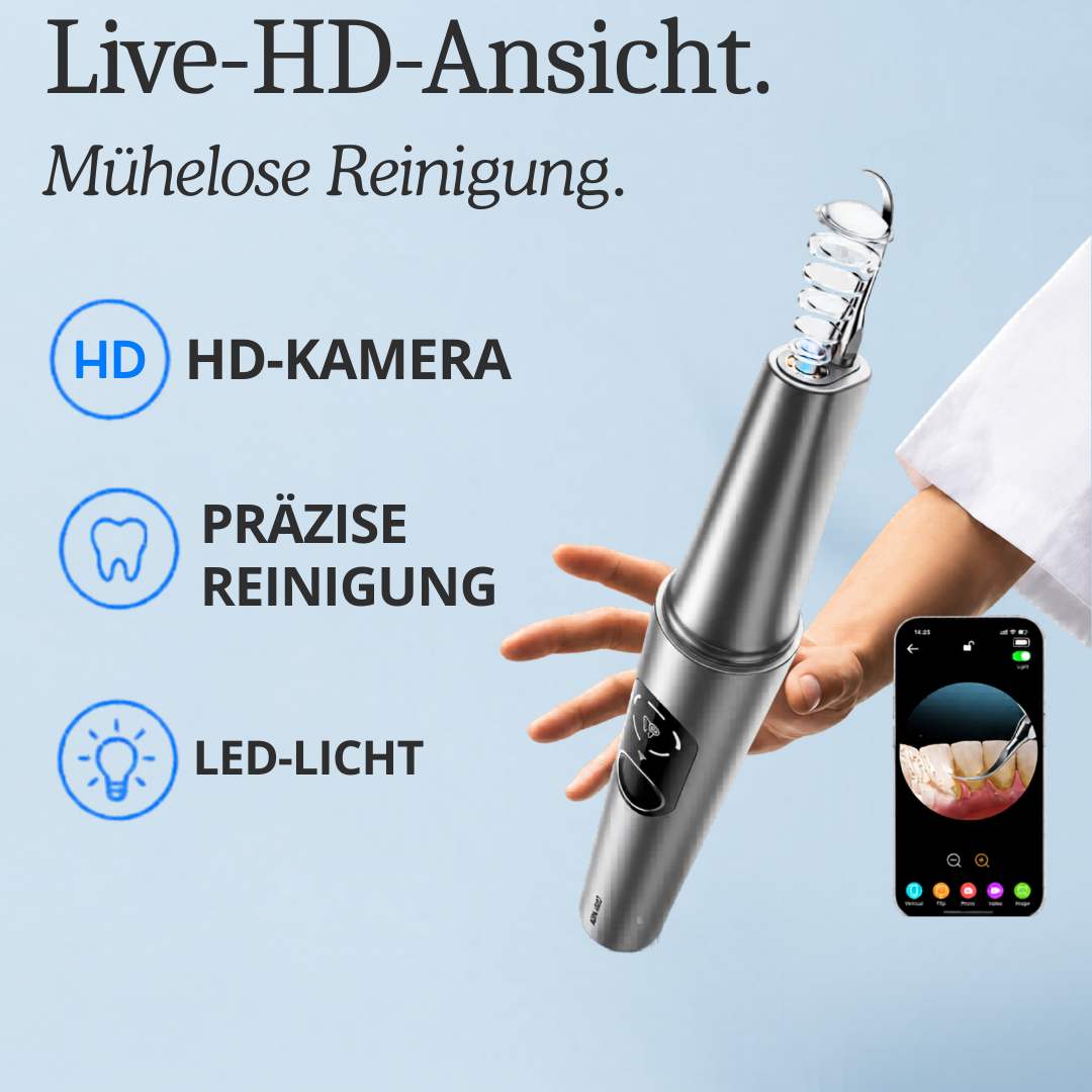 [locale:de] Ultraschall-Zahnreiniger mit HD-Kamera: Live-HD-Sicht, praezise Reinigung, LED-Licht