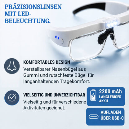 [locale:de] Präzisionslinsen mit LED-Beleuchtung, komfortables Design und langlebiger Akku